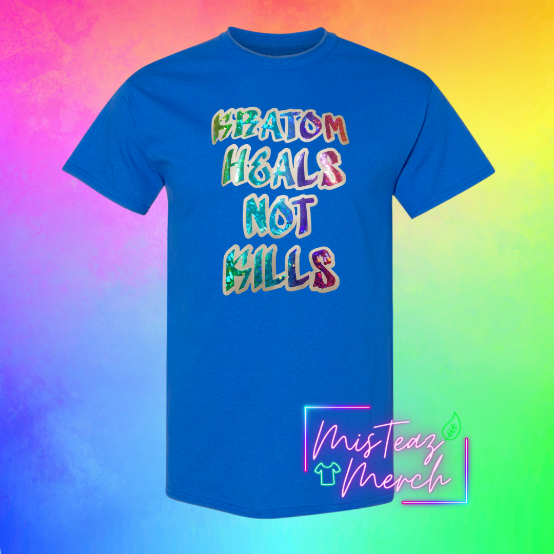Kratom Heals Not Kills, Rainbow crystal holographic HTV
