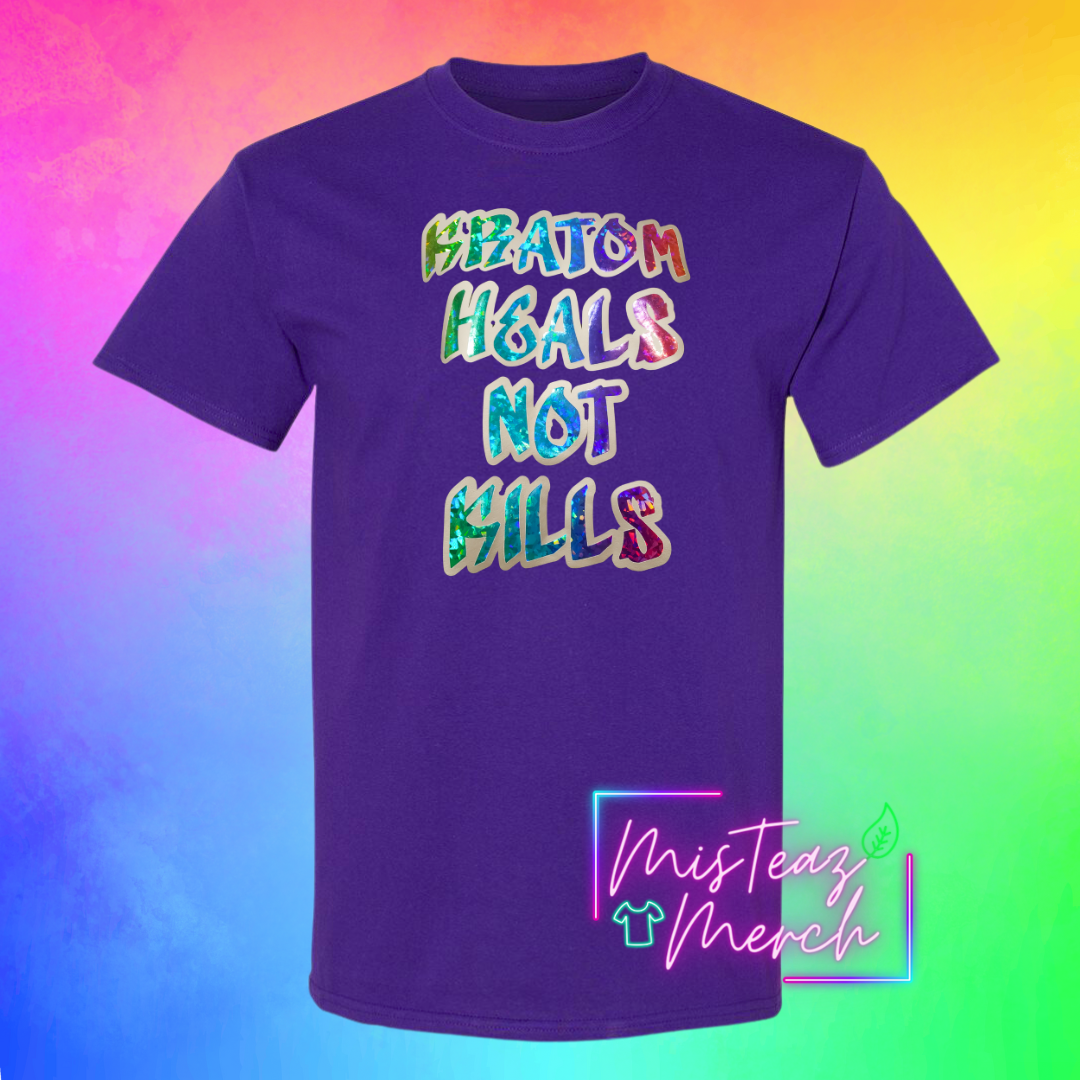 Kratom Heals Not Kills, Rainbow crystal holographic HTV