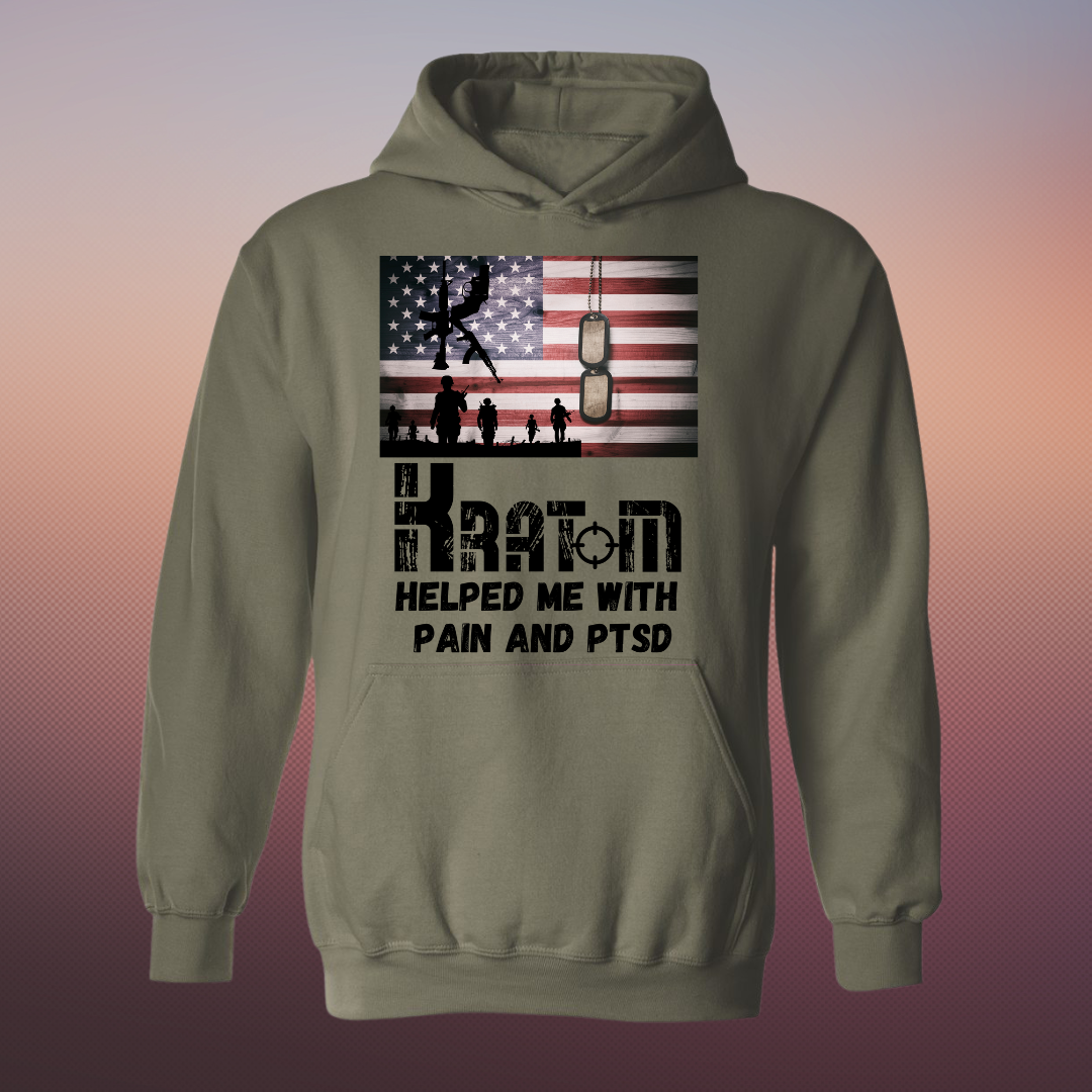 Kratom Helped Me With Pain & PTSD Hoodie, Military