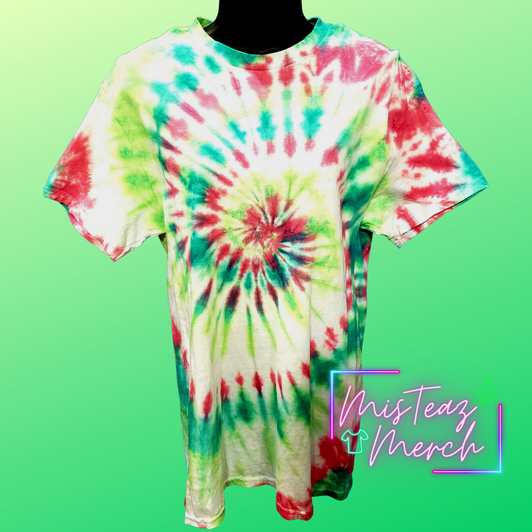 Pink and green tie online dye shirt
