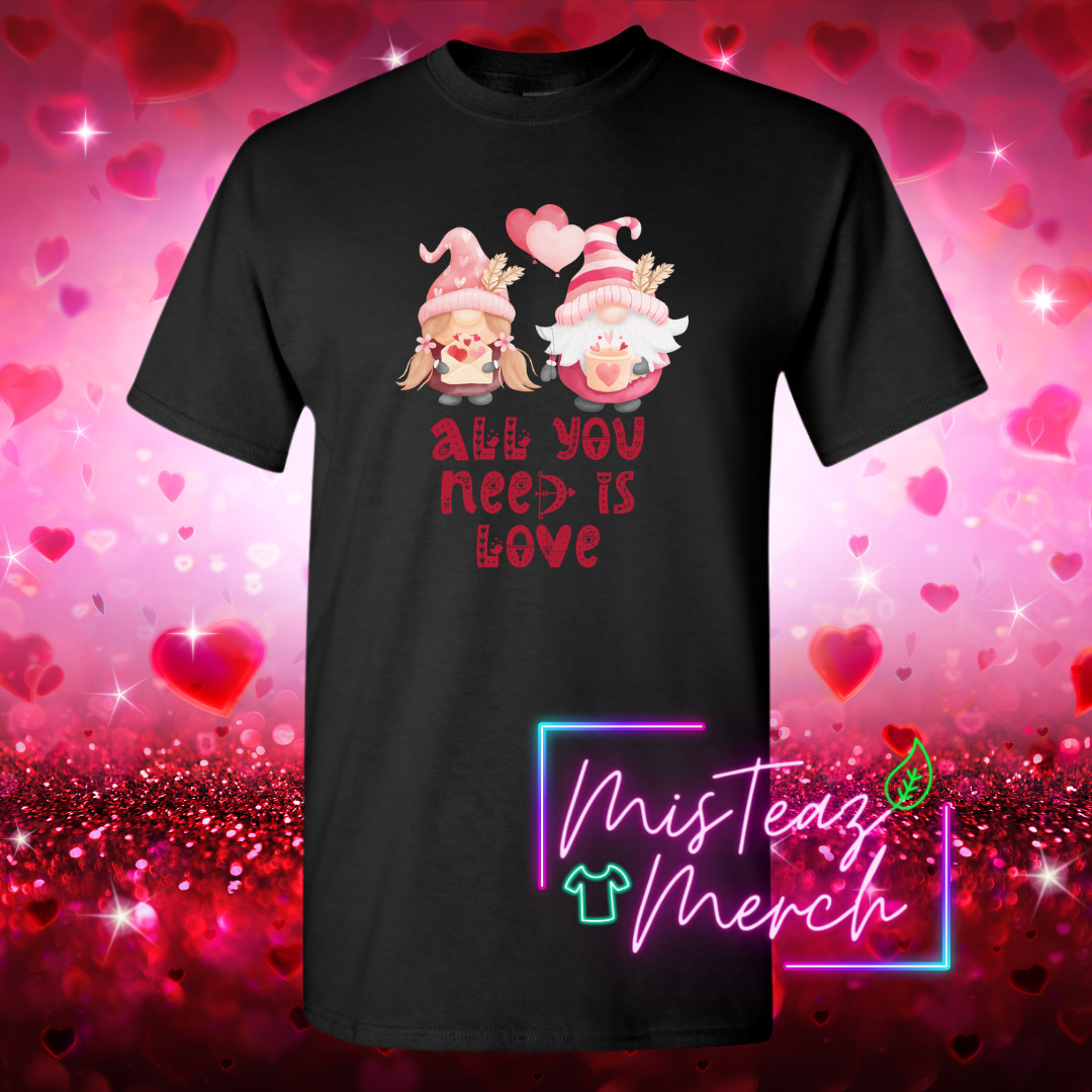 Valentine's Adult T-shirt - All You Need Is Love (red)