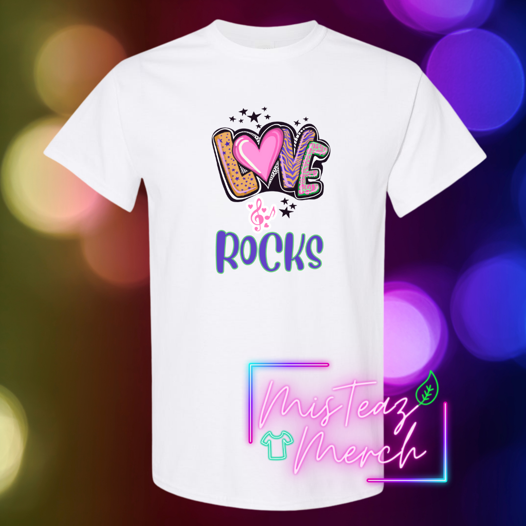 Valentine's Adult T-shirt -LOVE ROCKS