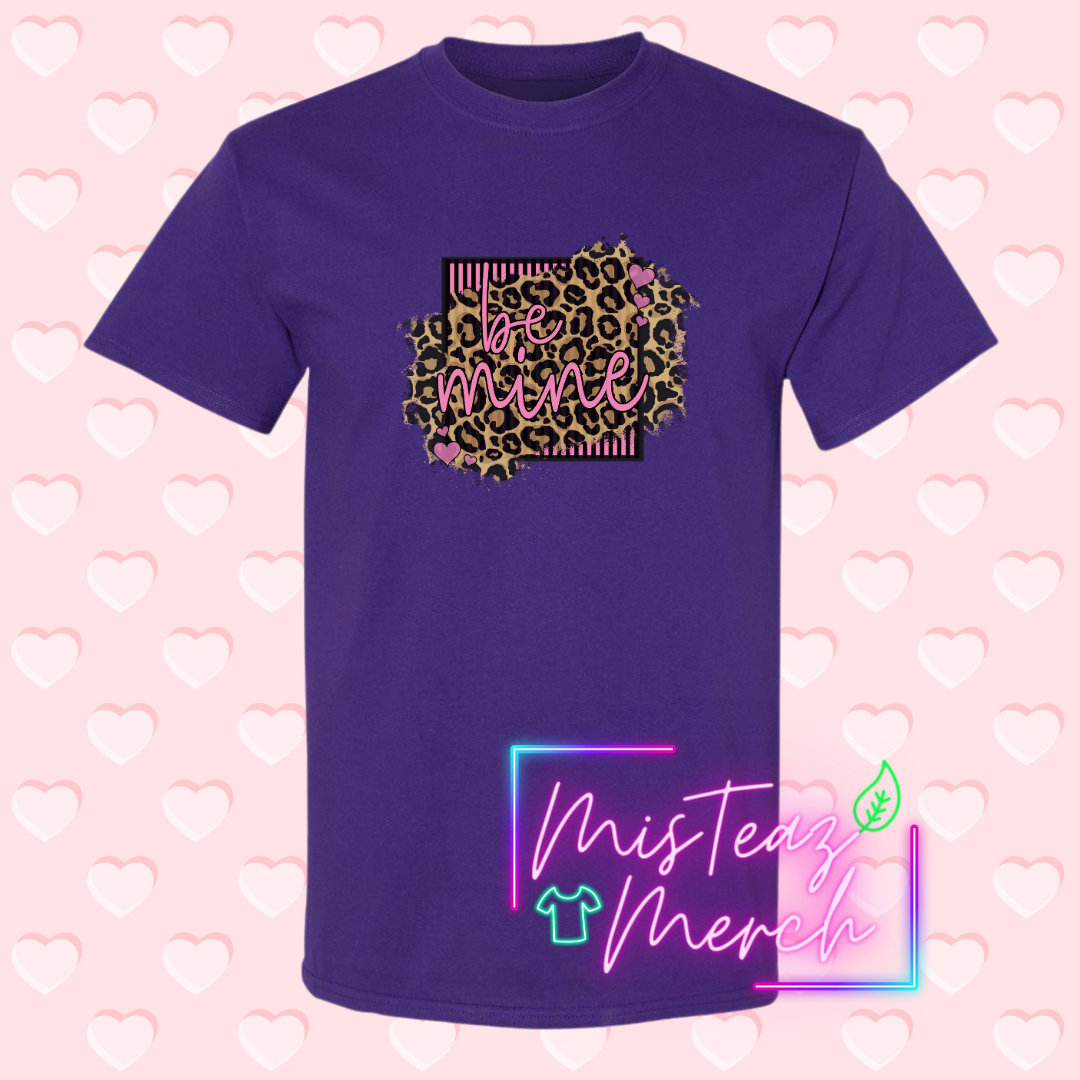 Valentine's Adult T-shirt - Be Mine Cheetah Print