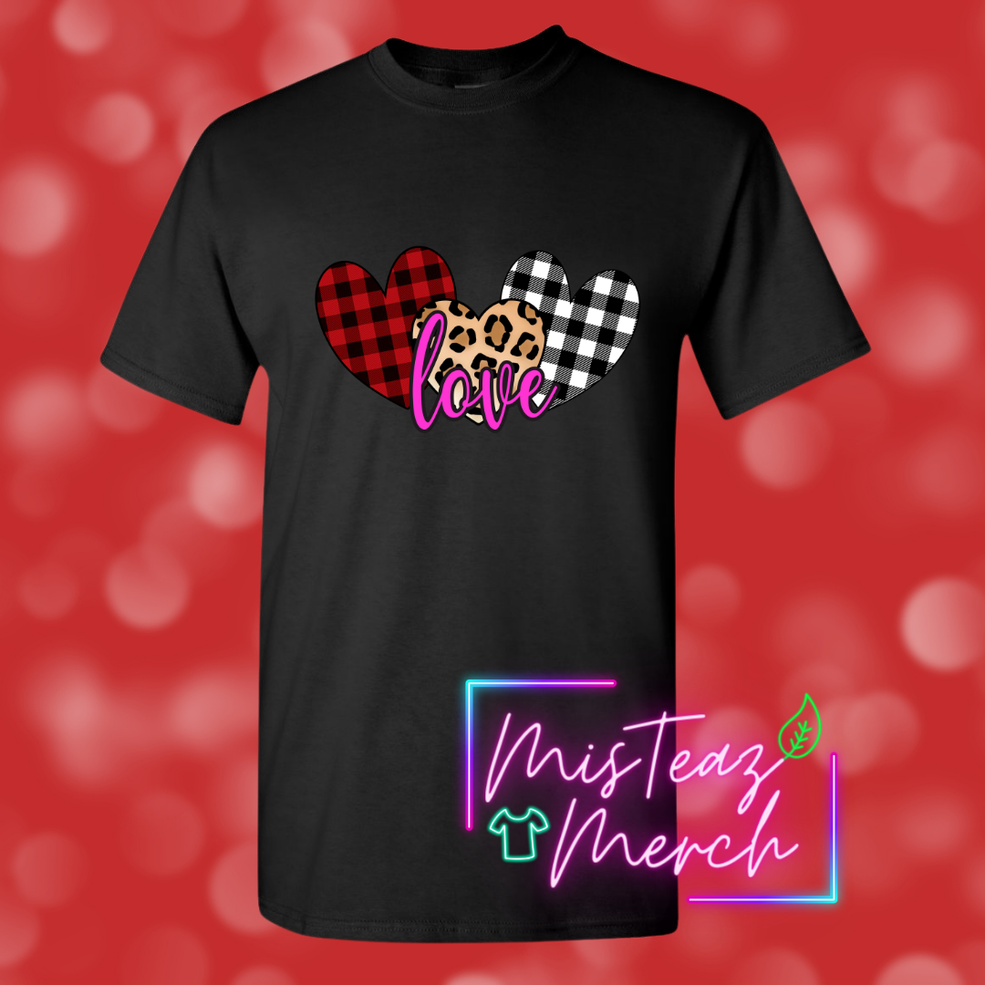 Valentine's Adult T-shirt -LOVE-3Hearts