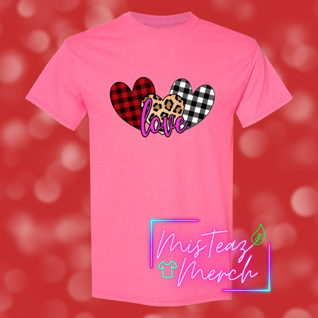 Valentine's Adult T-shirt -LOVE-3Hearts