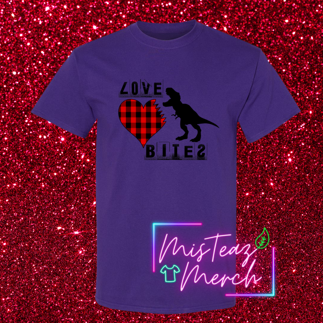 Valentine's Adult T-shirt -LOVE BITES T-Rex