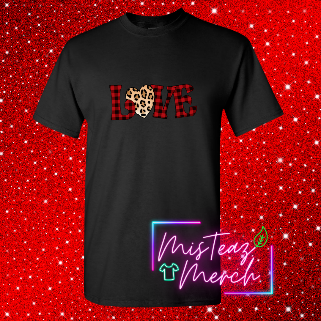 Valentine's Adult T-shirt -LOVE- Cheetah Heart