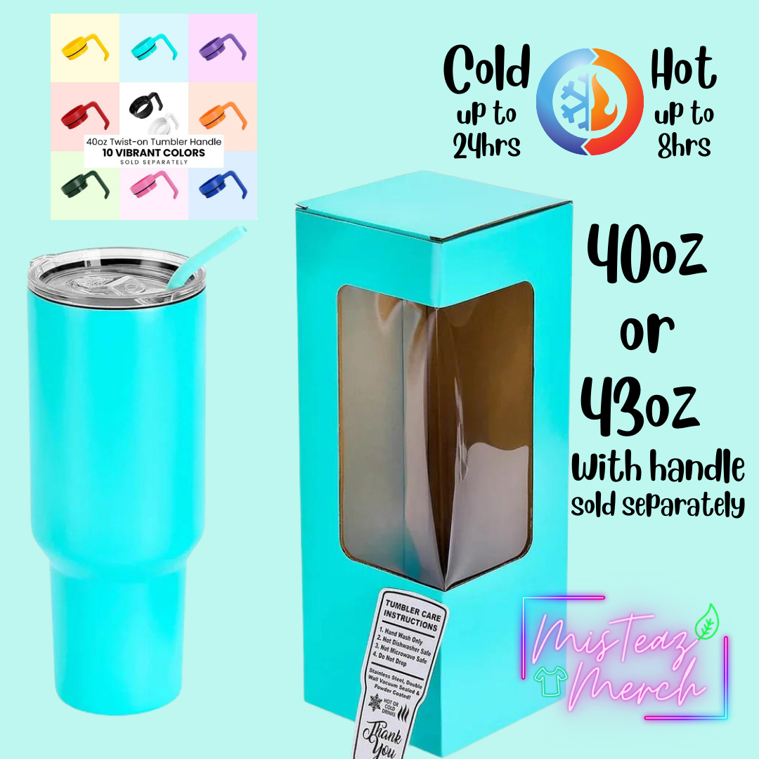 Blank 40oz Stainless Steel Tumbler, for Custom Engraving, mix & match handle sold separately