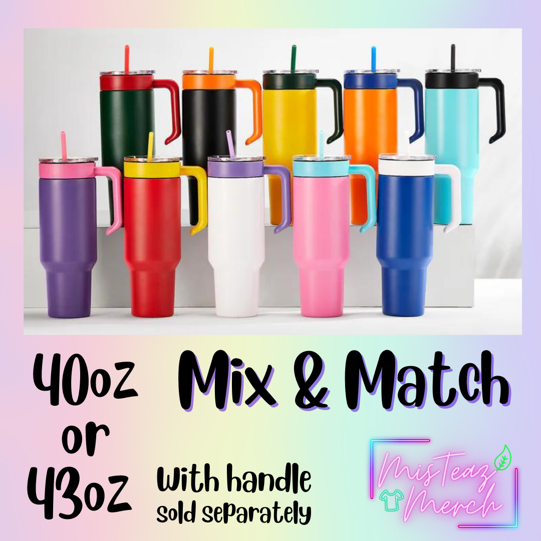 Blank 40oz Stainless Steel Tumbler, for Custom Engraving, mix & match handle sold separately