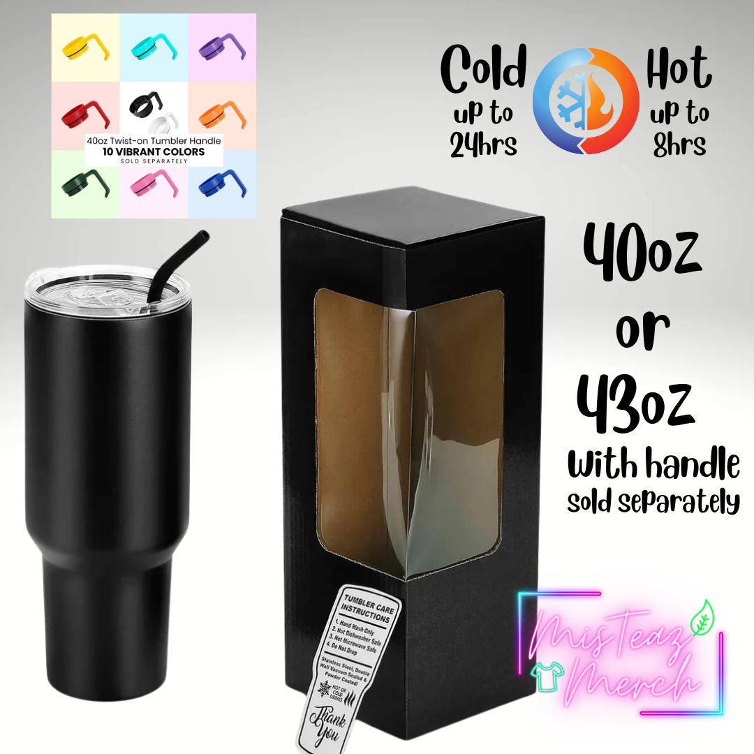 Blank 40oz Stainless Steel Tumbler, for Custom Engraving, mix & match handle sold separately