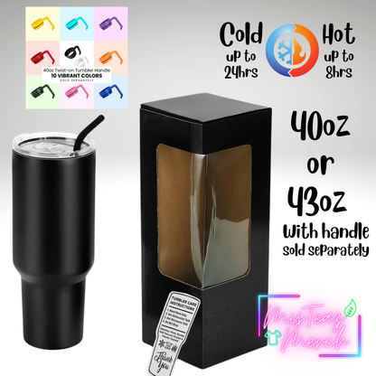 Blank 40oz Stainless Steel Tumbler, for Custom Engraving, mix & match handle sold separately