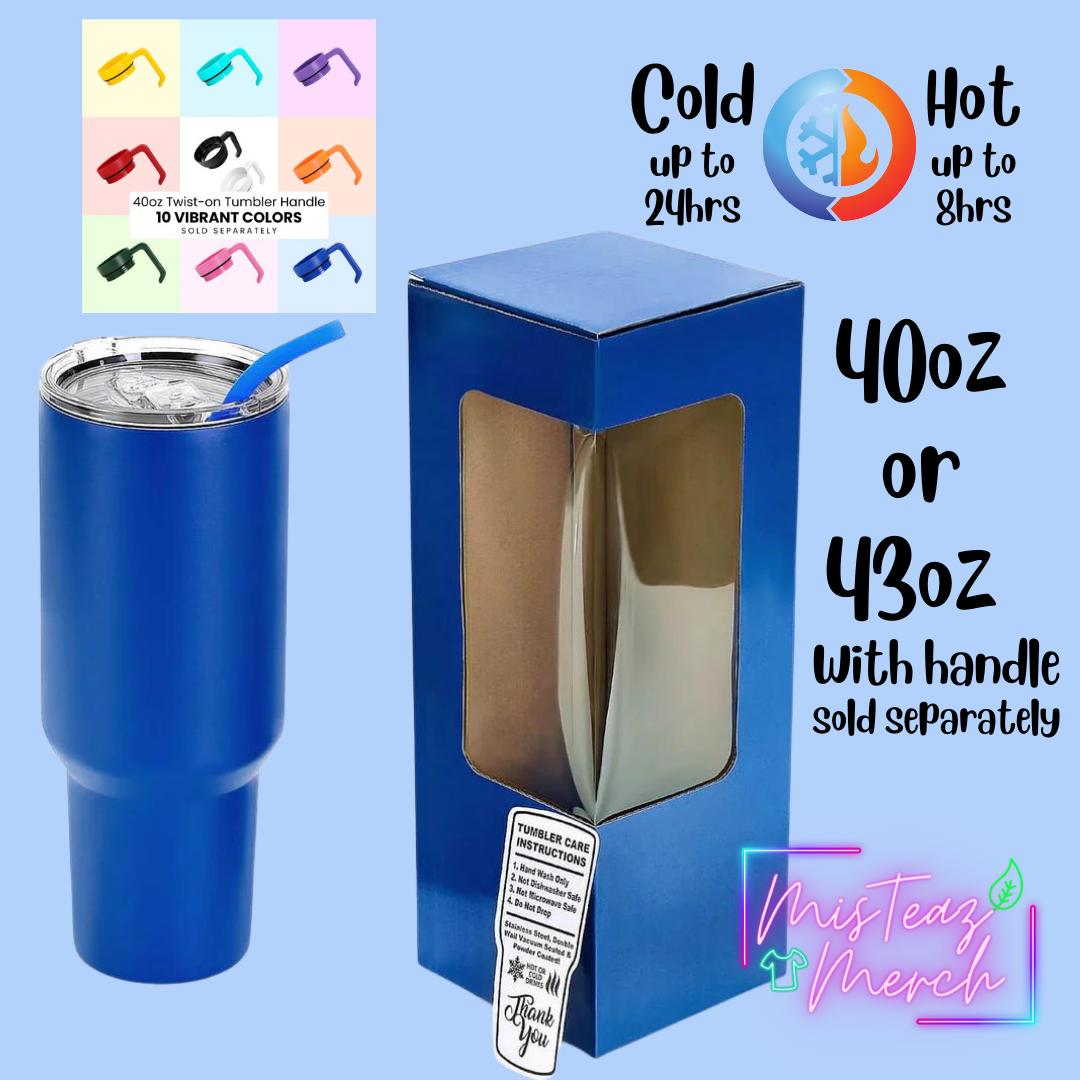 Blank 40oz Stainless Steel Tumbler, for Custom Engraving, mix & match handle sold separately