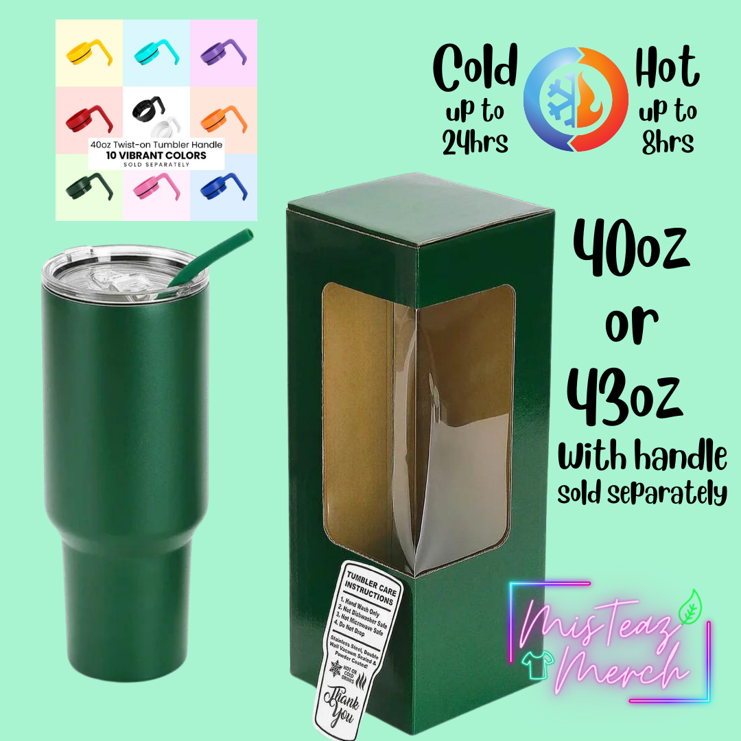 Blank 40oz Stainless Steel Tumbler, for Custom Engraving, mix & match handle sold separately