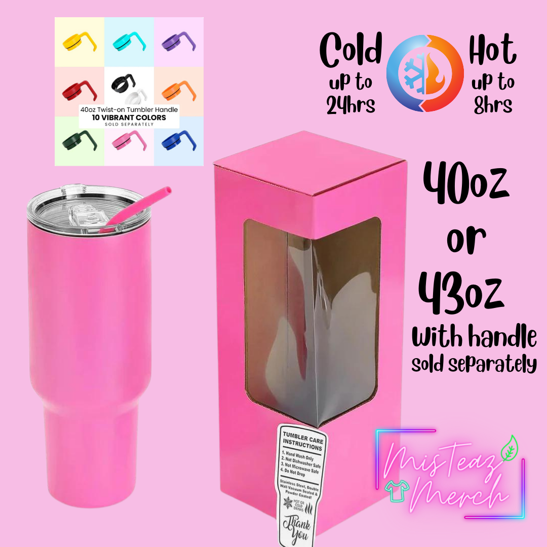 Blank 40oz Stainless Steel Tumbler, for Custom Engraving, mix & match handle sold separately