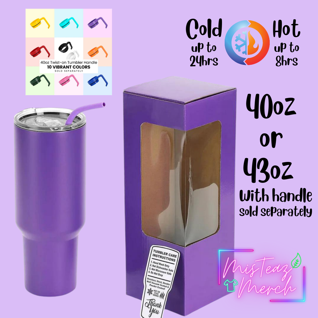 Blank 40oz Stainless Steel Tumbler, for Custom Engraving, mix & match handle sold separately