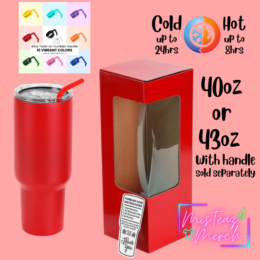 Blank 40oz Stainless Steel Tumbler, for Custom Engraving, mix & match handle sold separately