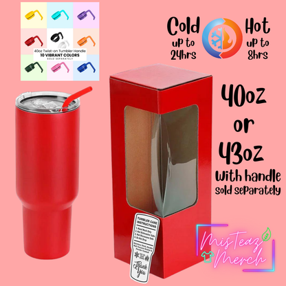 Blank 40oz Stainless Steel Tumbler, for Custom Engraving, mix & match handle sold separately
