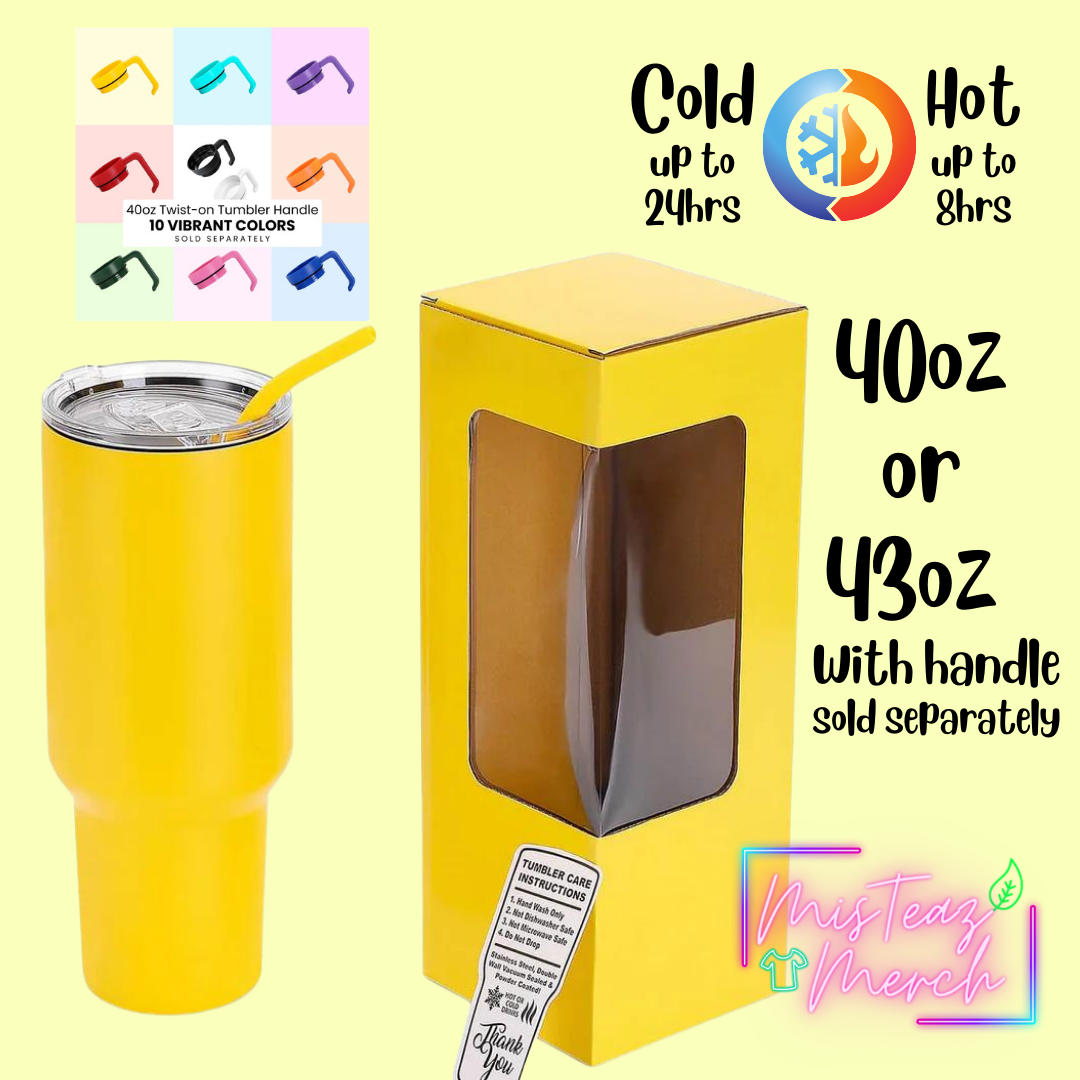 Blank 40oz Stainless Steel Tumbler, for Custom Engraving, mix & match handle sold separately