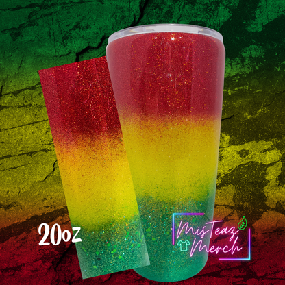 Red, Yellow, & Green Custom Glitter Stainless Steel Epoxy Tumblers, Mug, & Wine Cup