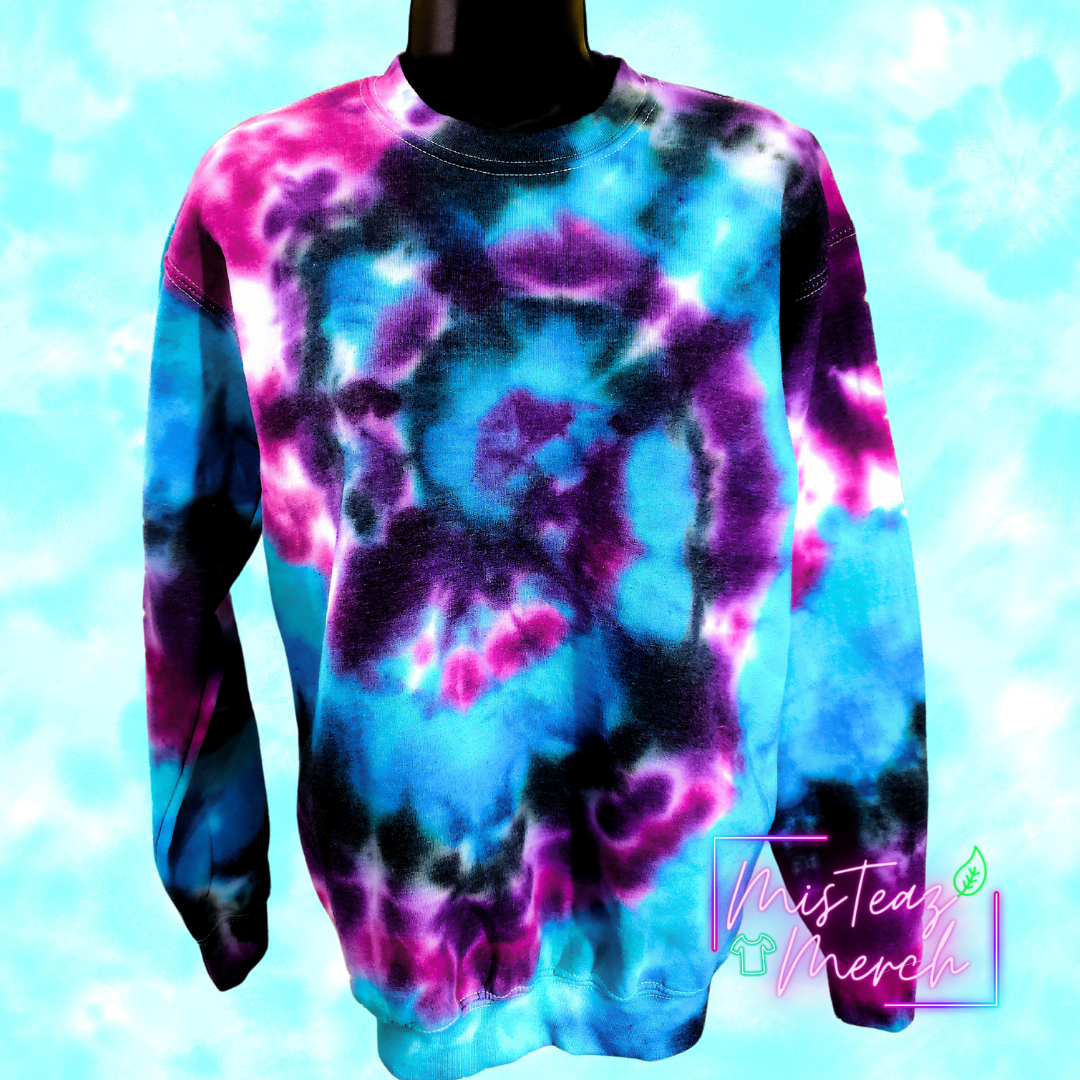 Galaxy Black, Blue, Teal, Purple, & Pink Tie Dye Sweat Shirt