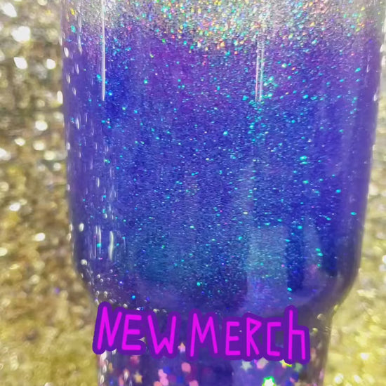 Puple & silver glitter epoxy stainless steel tumbler