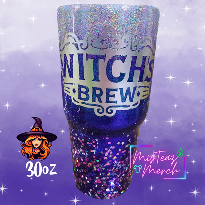 Witch's Brew- purples & silver Custom Glitter, Stainless Steel Epoxy Tumblers, Mug, & Wine Cup