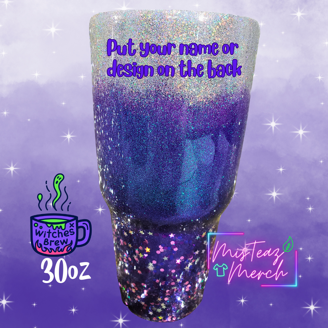 Witch's Brew- purples & silver Custom Glitter, Stainless Steel Epoxy Tumblers, Mug, & Wine Cup