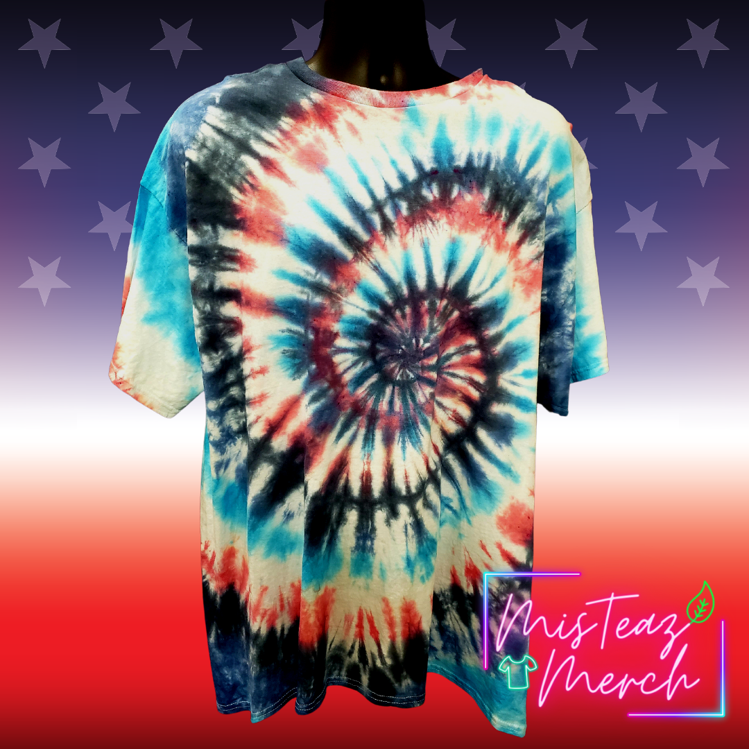 American Red, White, Blue, Navy, & Black Tie Dye T-shirt