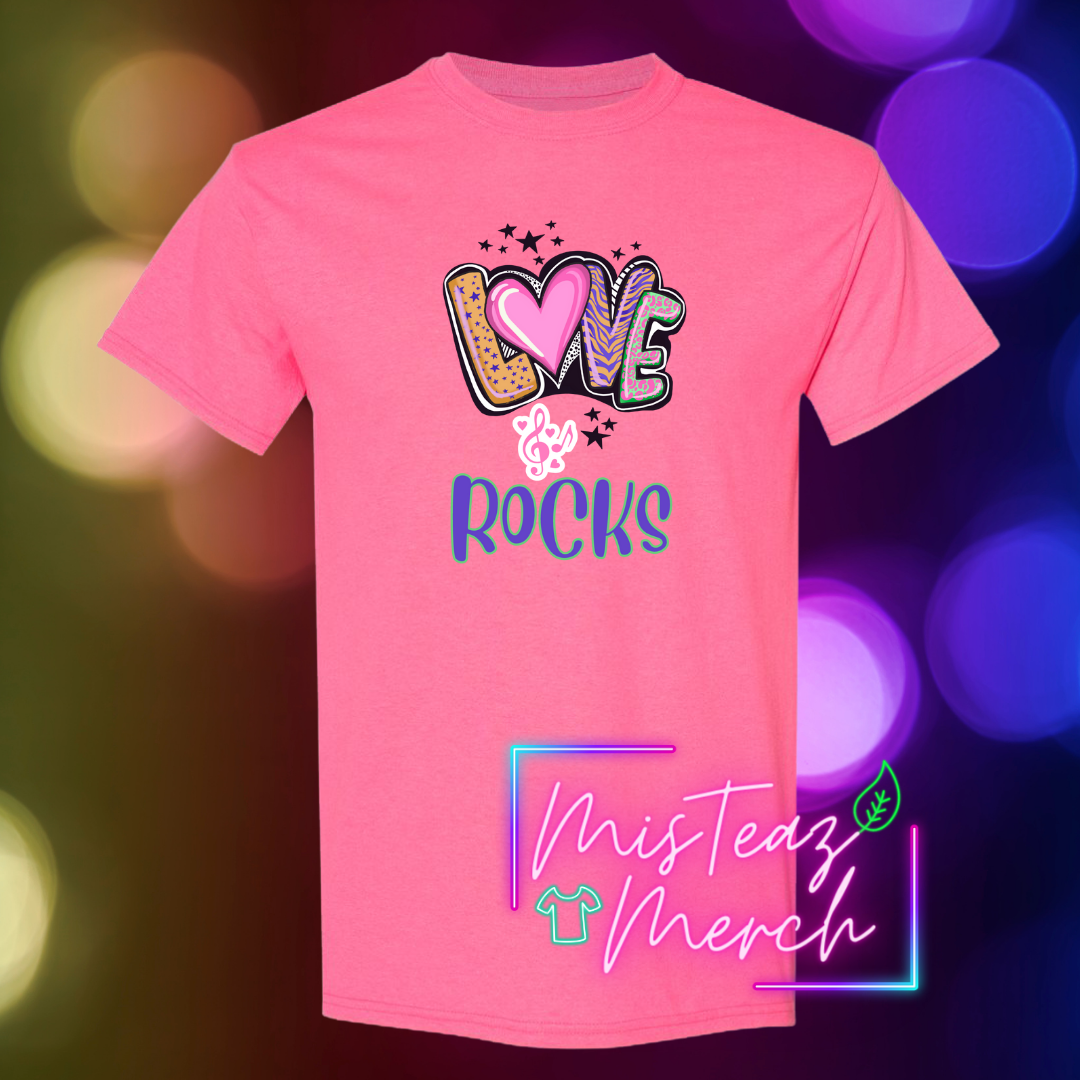 Valentine's Adult T-shirt -LOVE ROCKS