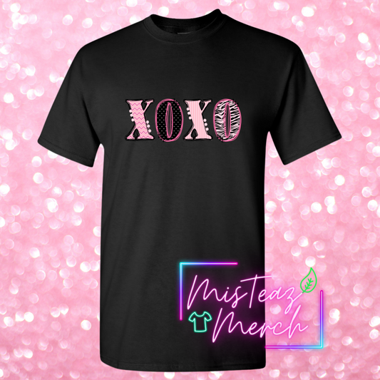 Valentine's Adult T-shirt XOXO Zebra print
