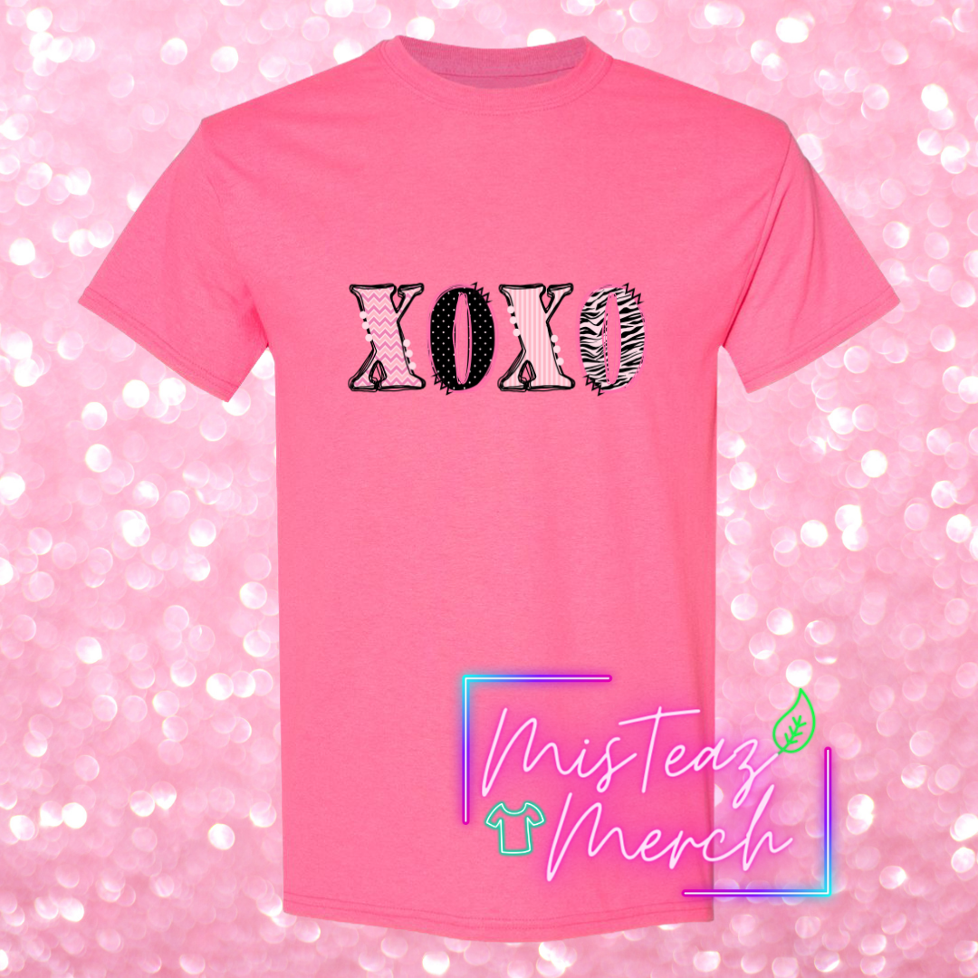 Valentine's Adult T-shirt XOXO Zebra print