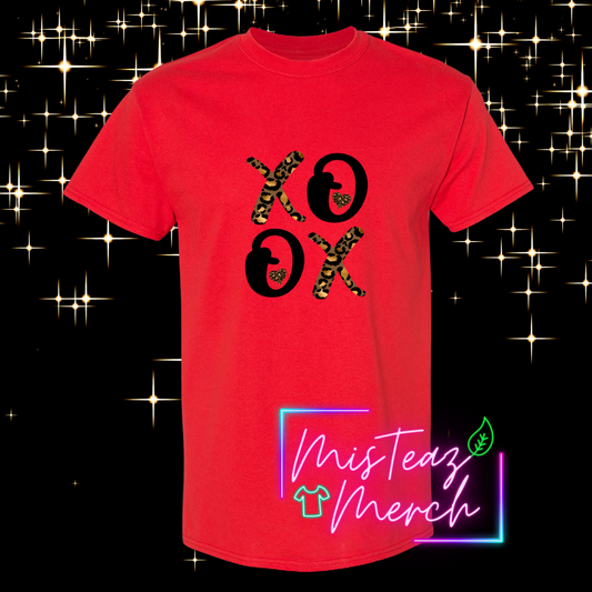 Valentine's Adult T-shirt -XOXO- Cheetah print