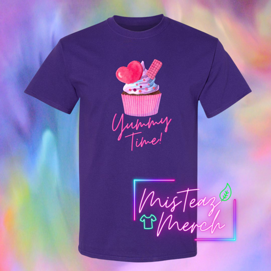 Valentine's Adult T-shirt - Yummy Time Cupcake