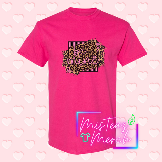 Valentine's Adult T-shirt - Be Mine Cheetah Print