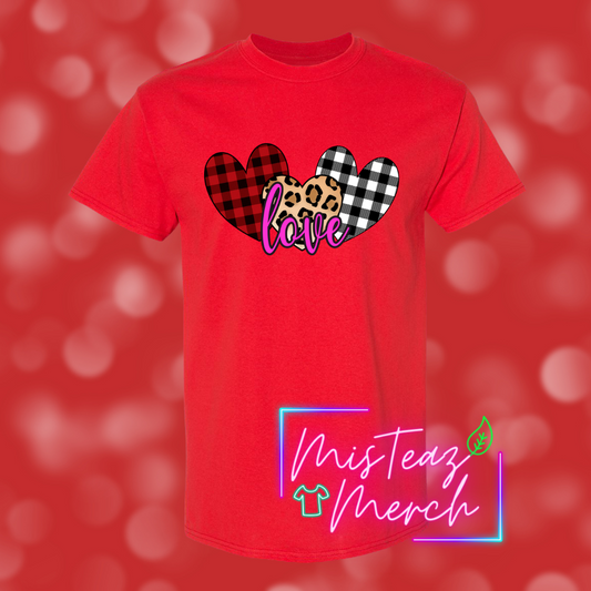 Valentine's Adult T-shirt -LOVE-3Hearts