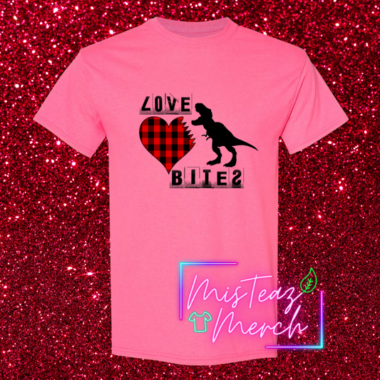 Valentine's Adult T-shirt -LOVE BITES T-Rex