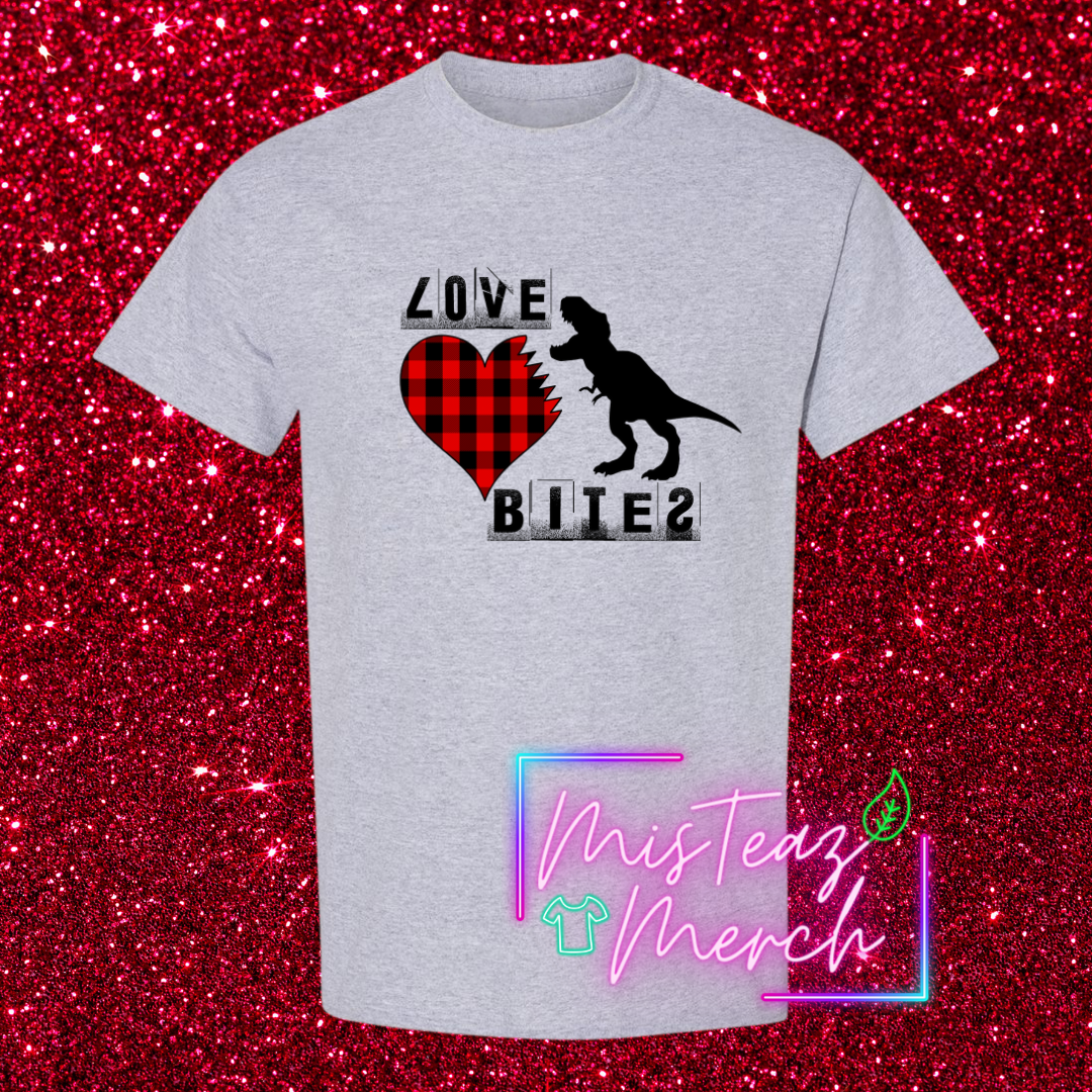 Valentine's Adult T-shirt -LOVE BITES T-Rex
