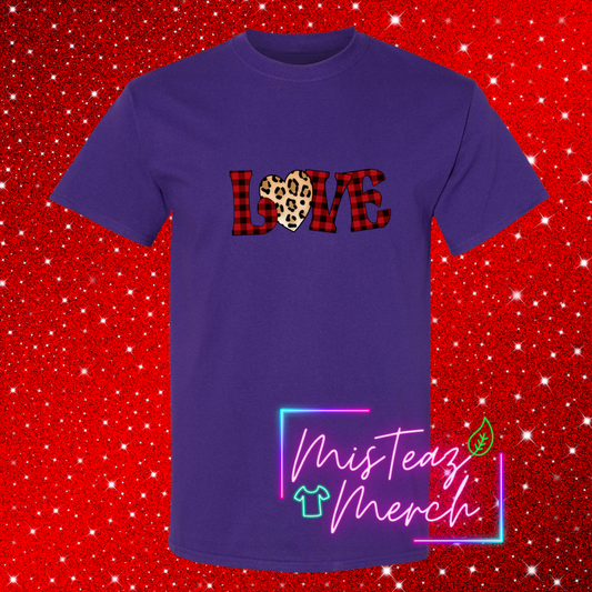 Valentine's Adult T-shirt -LOVE- Cheetah Heart