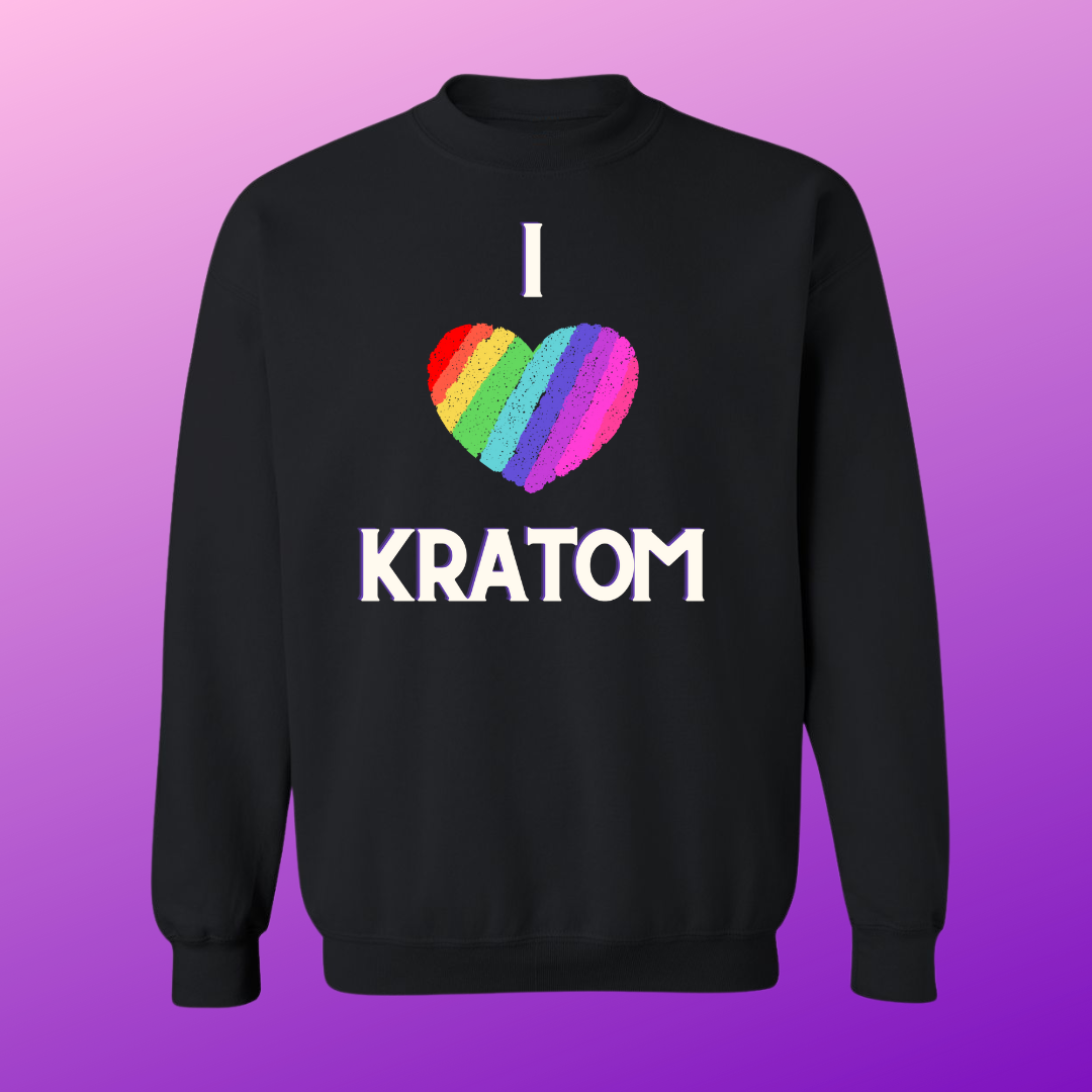 Rainbow Heart I Love Kratom Sweat Shirt