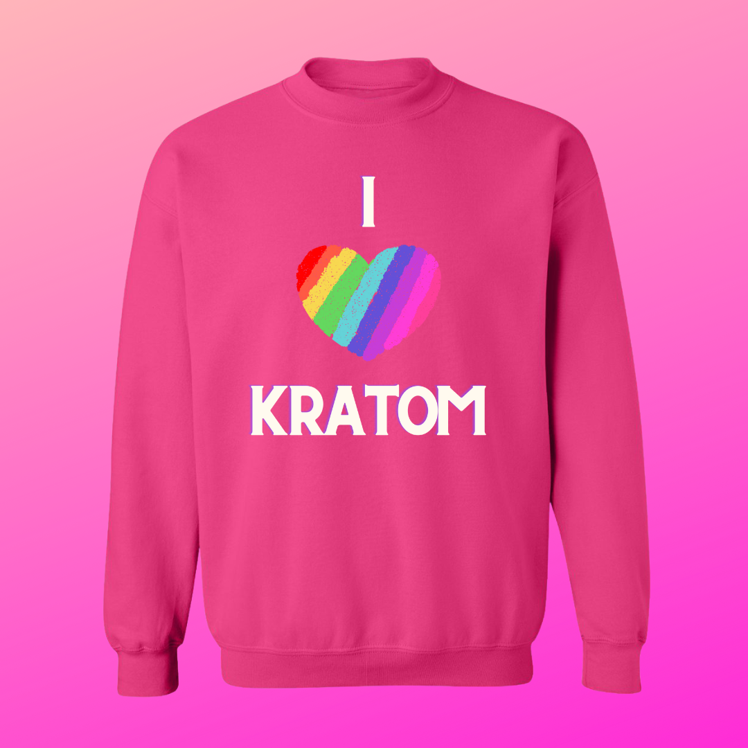 Rainbow Heart I Love Kratom Sweat Shirt