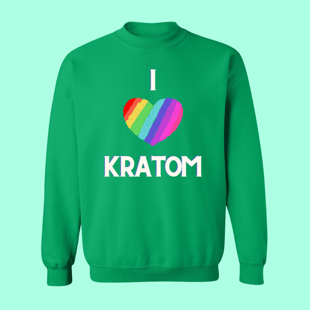 Rainbow Heart I Love Kratom Sweat Shirt