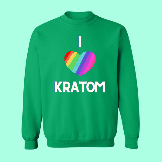 Rainbow Heart I Love Kratom Sweat Shirt