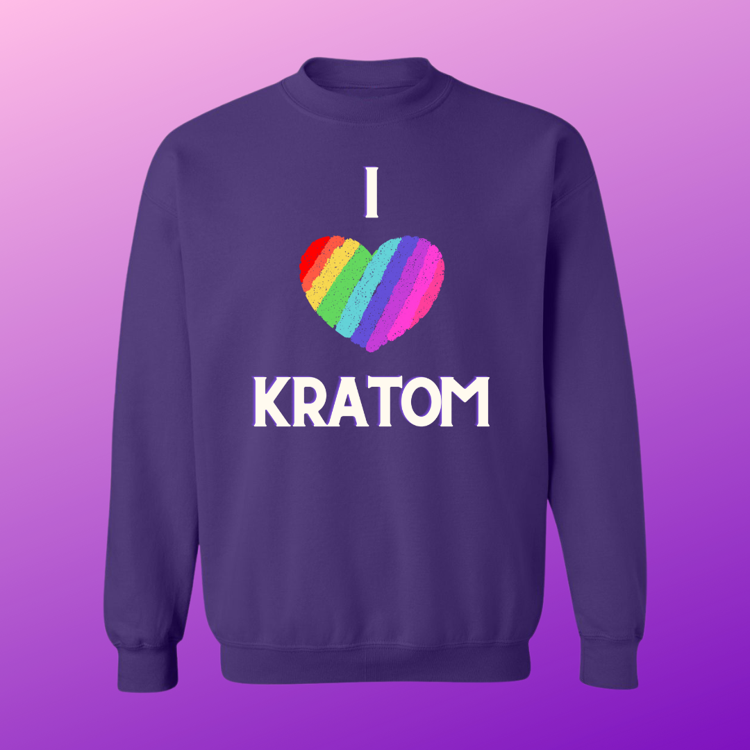 Rainbow Heart I Love Kratom Sweat Shirt