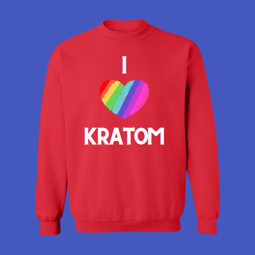 Rainbow Heart I Love Kratom Sweat Shirt