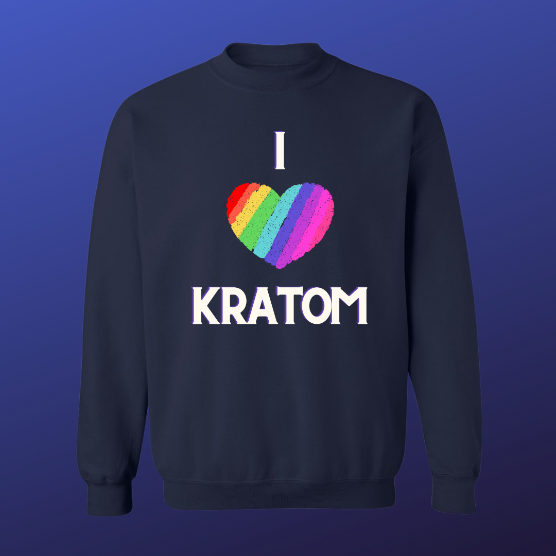 Rainbow Heart I Love Kratom Sweat Shirt